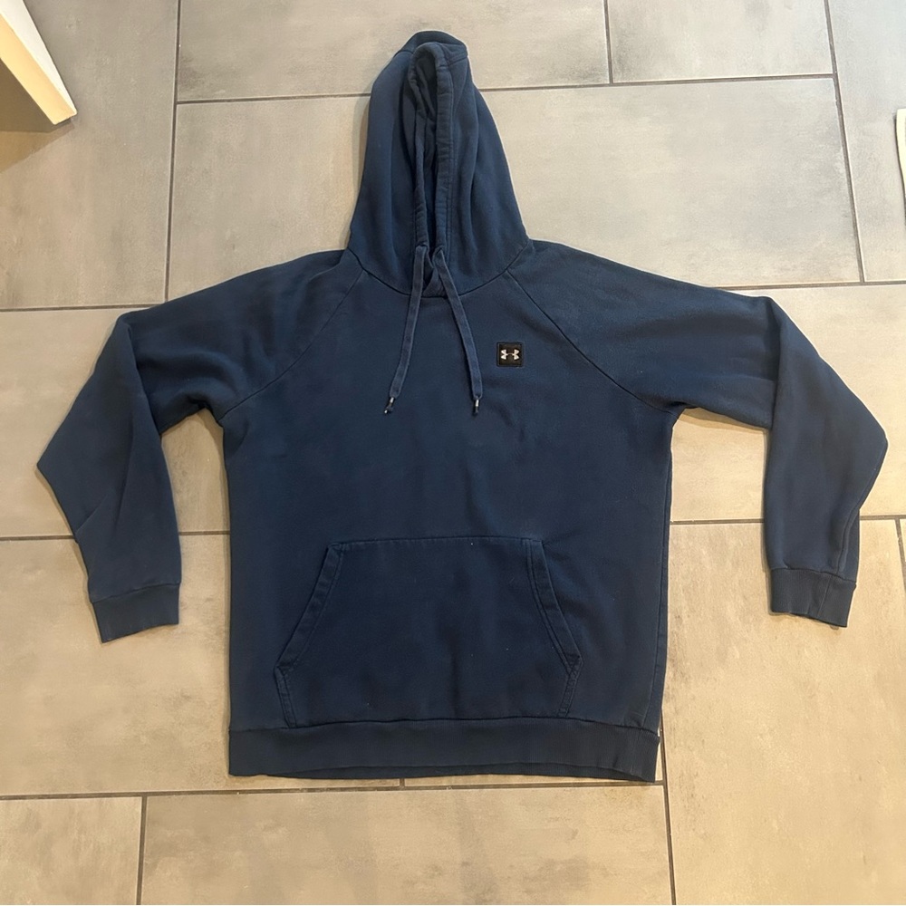 Under Armour Rival Fleece Hoodie in Navy - Picture 2 of 4